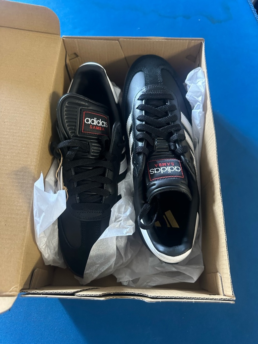NWT Adidas Samba Classic Black with White Stripes Sneakers - Picture 3 of 6